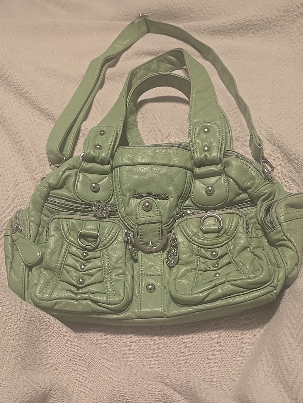Sage Green Multi-Pocket Y2K Shoulder Bag
